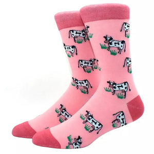 🎁 $5 SOCK SALE - Crew Socks: Cows ~ Pink 🐮