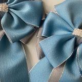 🫶 Show Bows: French Blue on Gray Shimmer 🤍 NEW