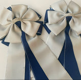 ☀️ Show Bows: Dove Gray on Navy ☀️ NEW