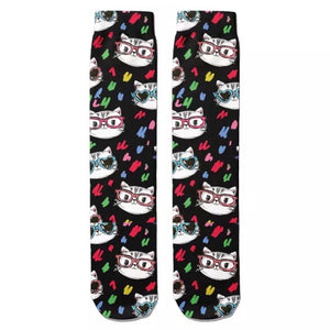 Socks: Cats Glasses Black