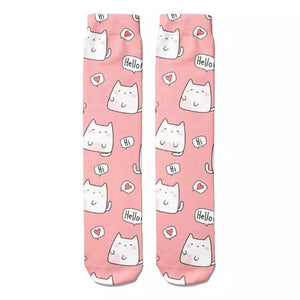 Socks: Cats ~ Hi Hello Pink